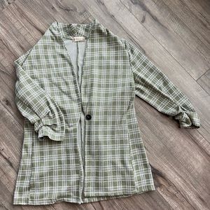 Women’s M light weight green & white blazer